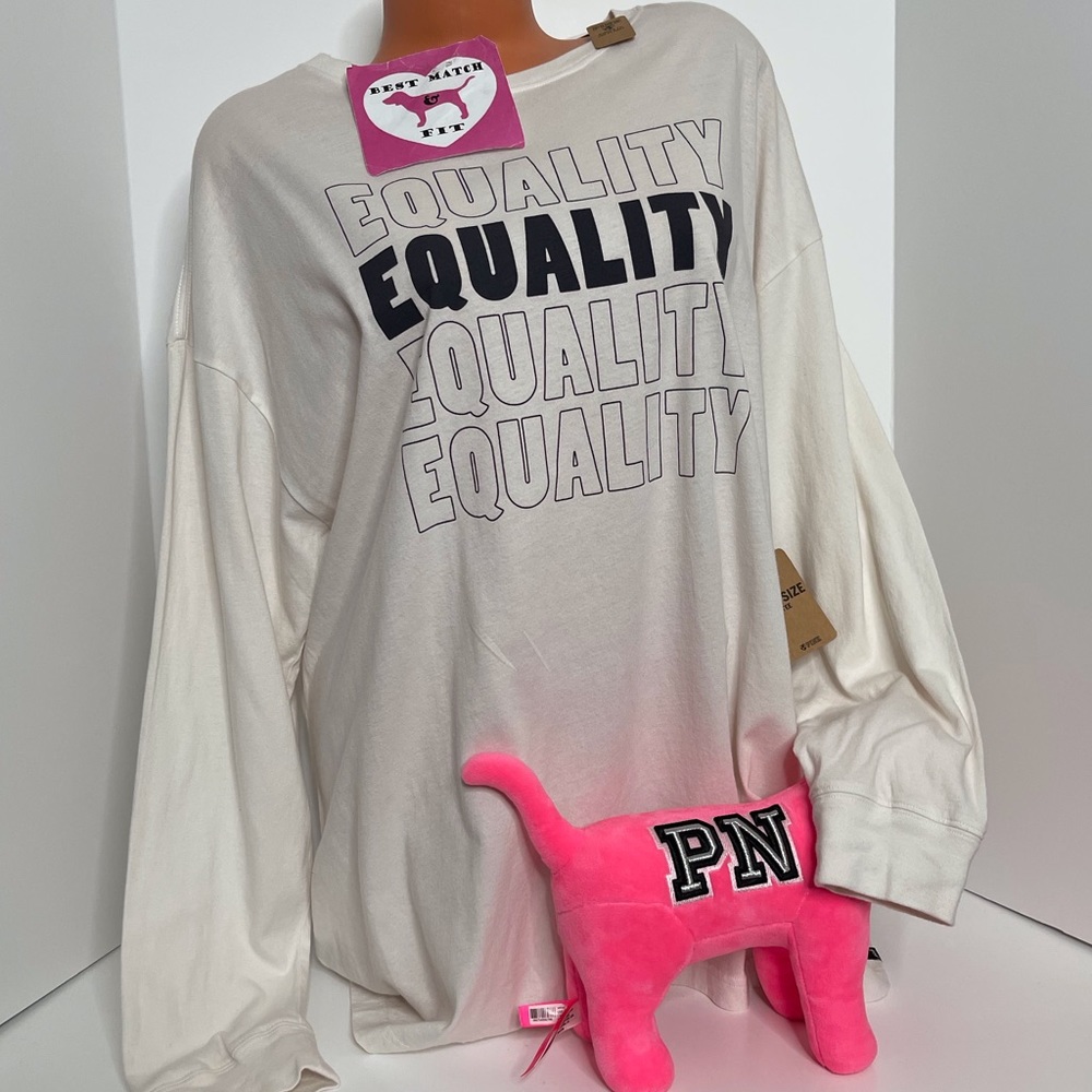 Victoria’s Secret PINK OS Logo 100% Equality Long-sleeve Shirt Crewneck